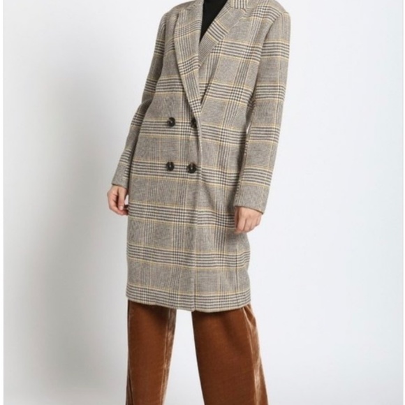 DOUBLE BREASTED PLAID COAT - Picture 4 of 8